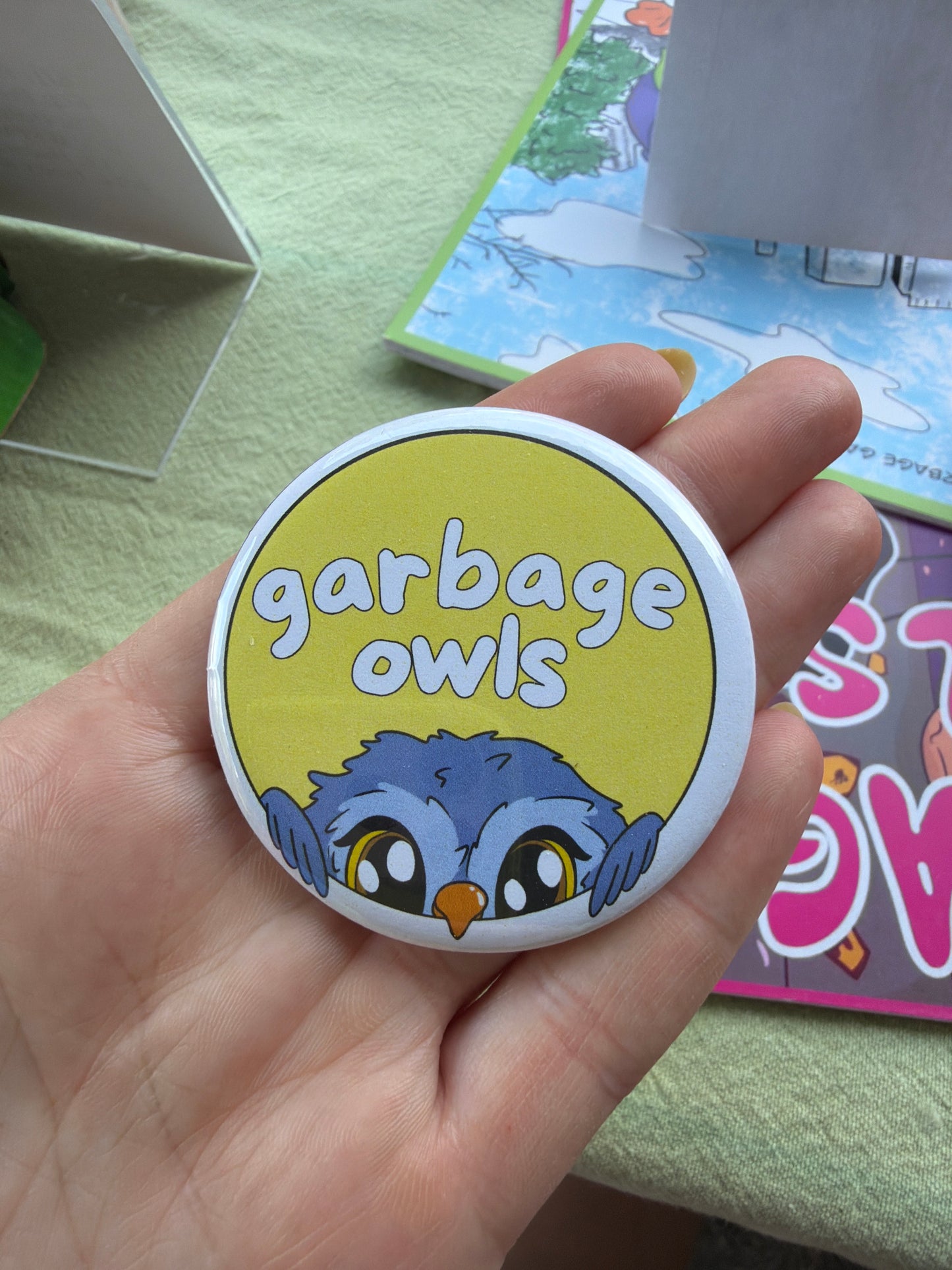 Garbage Owls Button